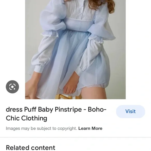 SELKIE Puff dress new with tags baby blue pinstripe free people xs - Picture 2 of 10